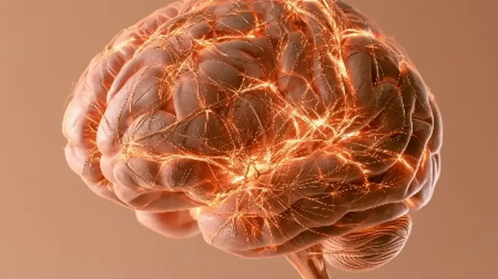 Illuminated human brain with glowing neural connections