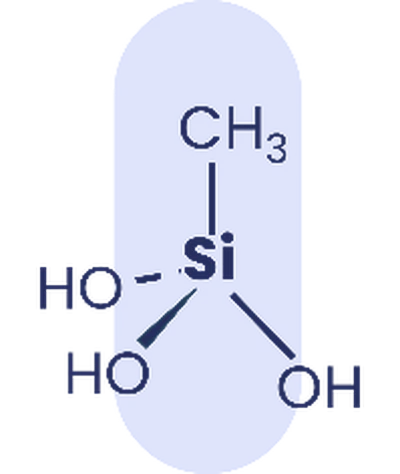Structural formula of methyltrisilanol, CH3Si(OH)3