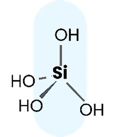 Structural formula of orthosilicic acid, Si(OH)4