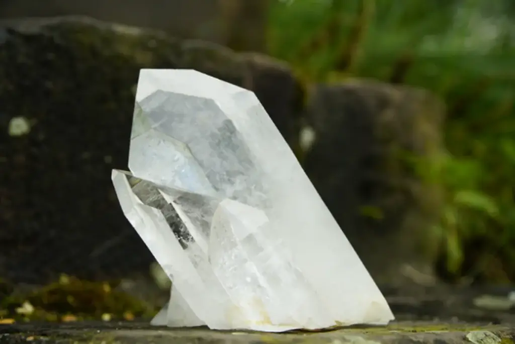 Clear quartz crystal, a natural form of silicon dioxide