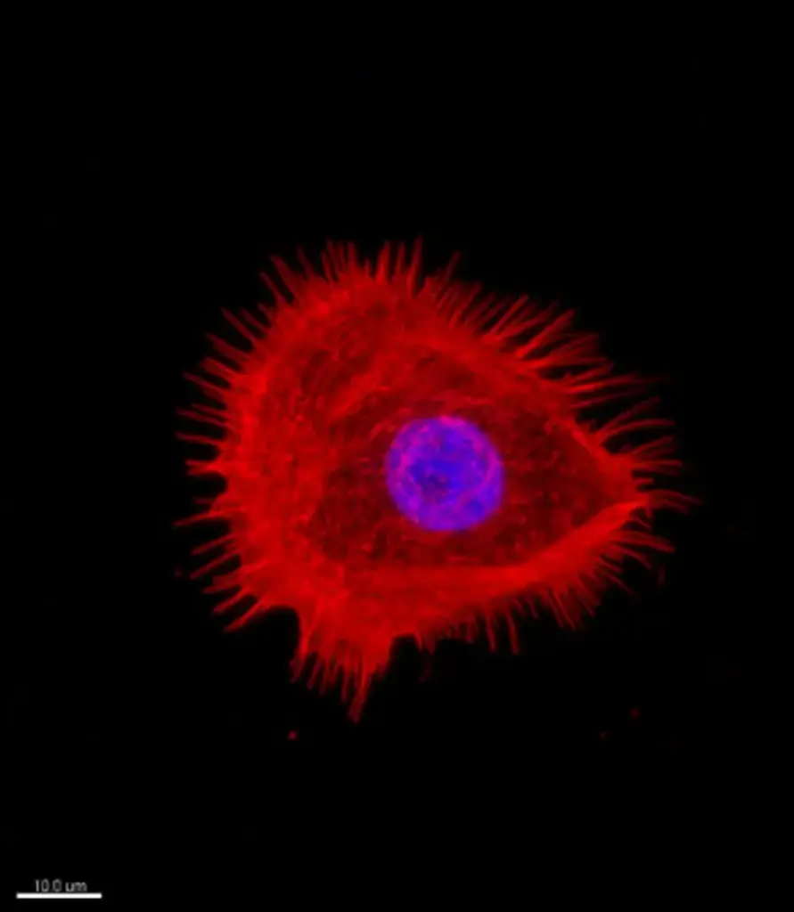 Fluorescence microscopy image of a skin cell